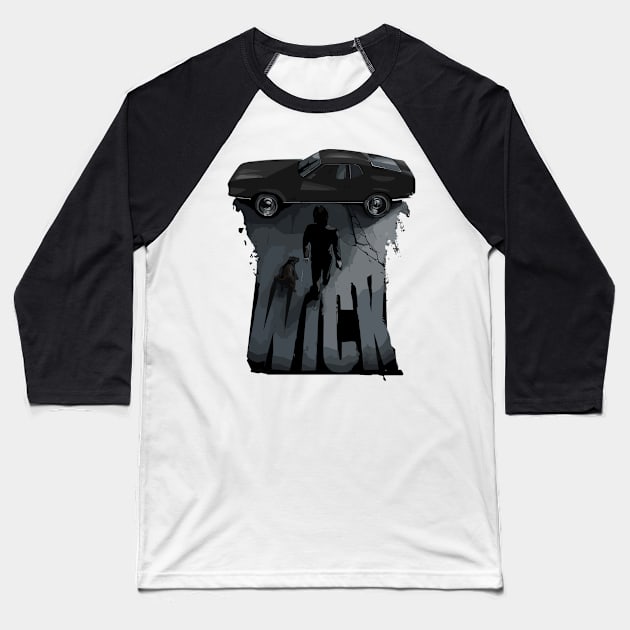 John Wick with dog and car Baseball T-Shirt by PGasbarroneArt